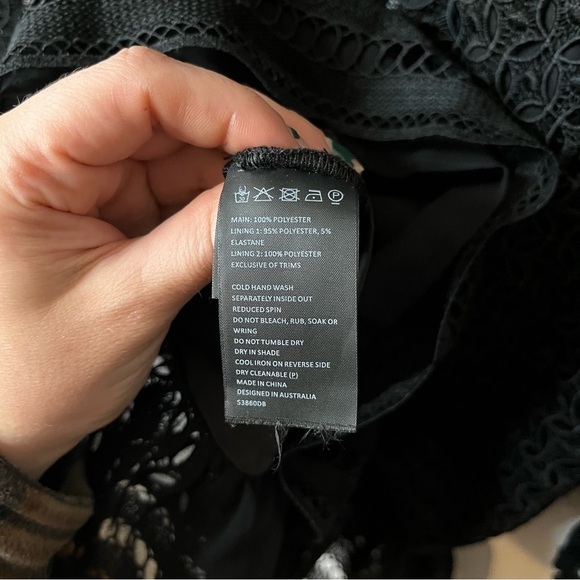 Bardot X Revolve Savannah Long Sleeve Carbon Black Lace Mini Dress Size Small - Picture 12 of 16